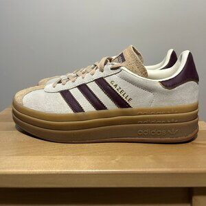 Adidas Gazelle Platform Beige Eggplant Shoes Women 8